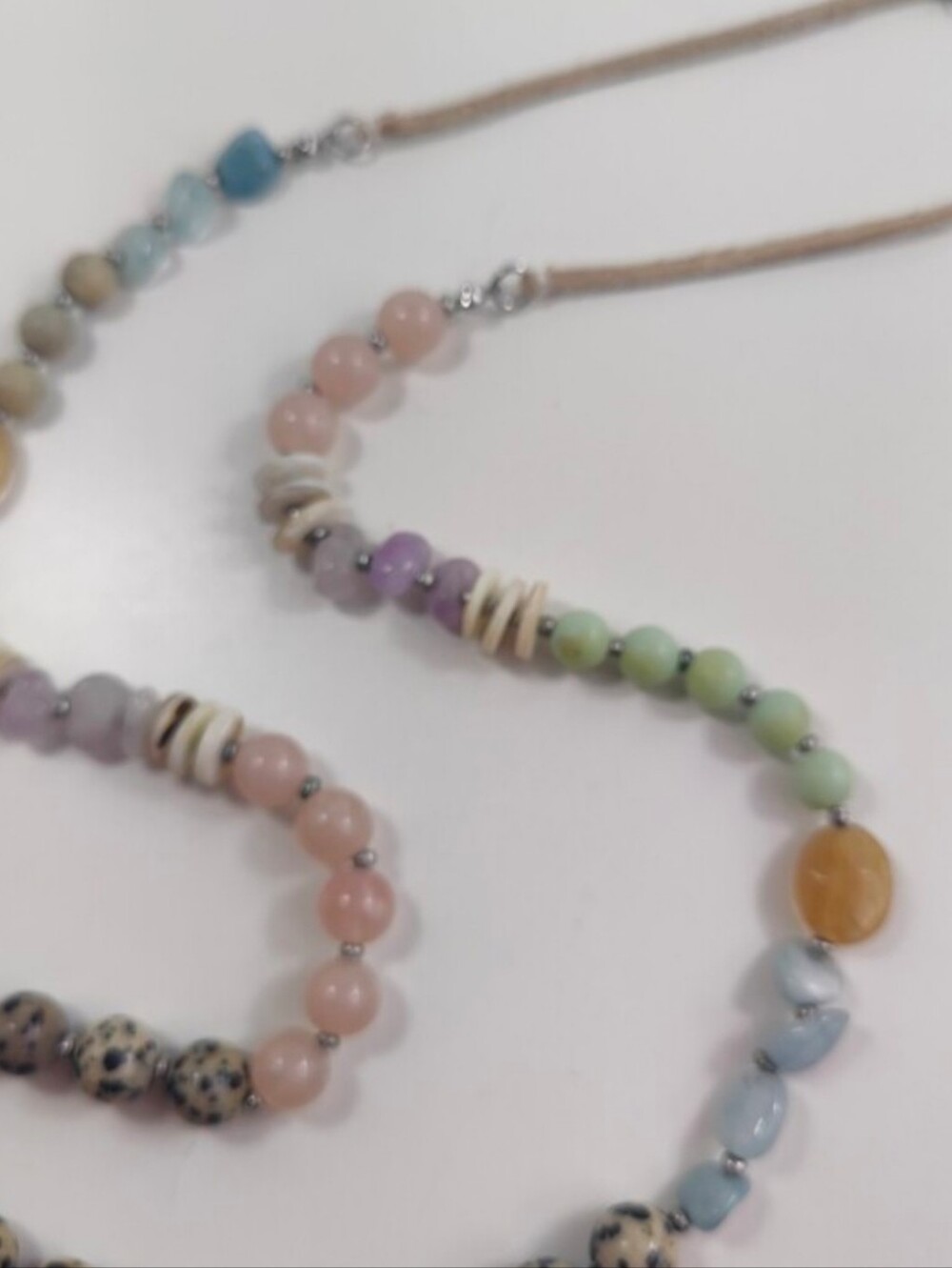 J. Jill Leopard Spot Jasper Natural Stone Bead Necklace Suede Cord 33 Inches - Picture 3 of 4